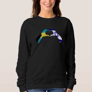 Isreal Bahamas Flag Isreali Bahamian Heart Premium Sweatshirt