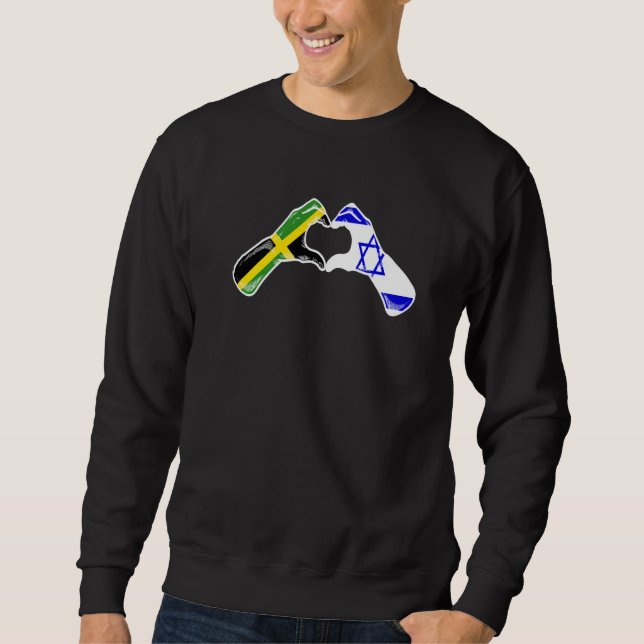 Isreal Jamaica Flag Isreali Jamaican Heart Premium Sweatshirt (Front)