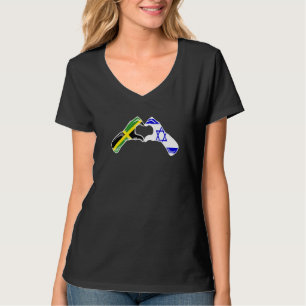 Isreal Jamaica Flag Isreali Jamaican Heart Premium T-Shirt