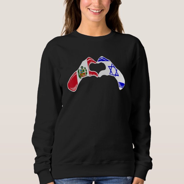 Isreal Peru Flag Isreali Peruvian Heart Sweatshirt (Front)