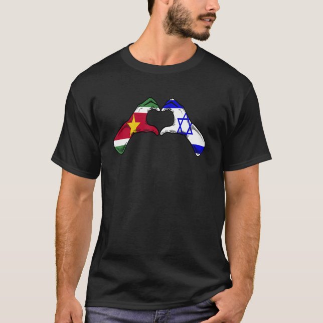 Isreal Suriname Flag Isreali Surinamese Heart_1 T-Shirt (Front)