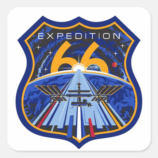 ISS Expedition 66 Patch Logo Square Sticker (Front)