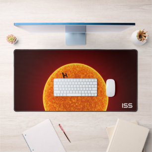 ISS in front of the sun Desk Mat