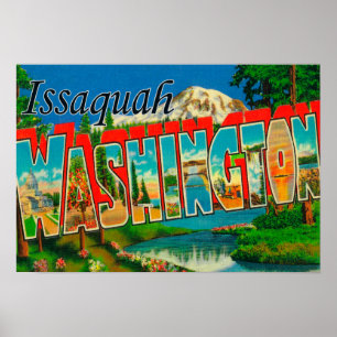Issaquah, Washington - Large Letter Scenes Poster