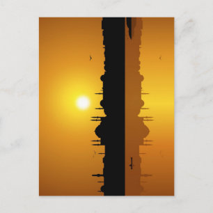 Istanbul and sunset postcard