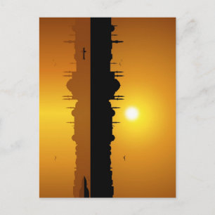 Istanbul and sunset postcard
