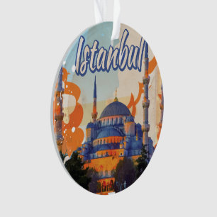 Istanbul Aya Sophia Mosque vintage travel poster Ornament