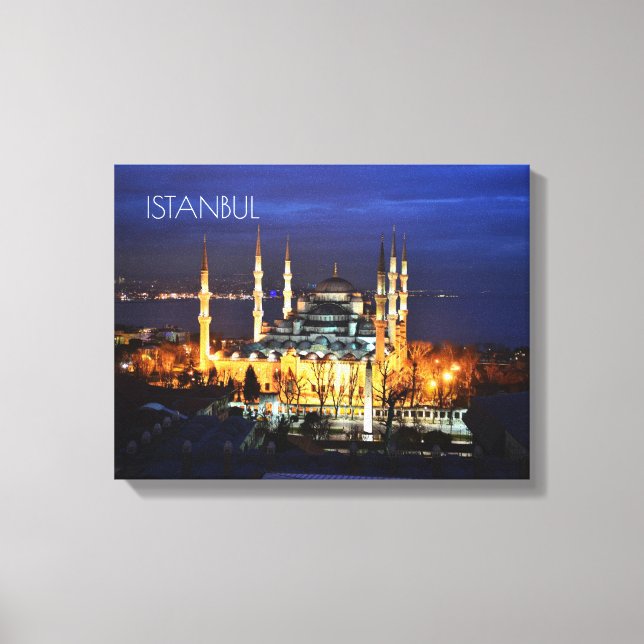Istanbul Blue Mosque Night Scenery Premium Travel  Canvas Print (Front)