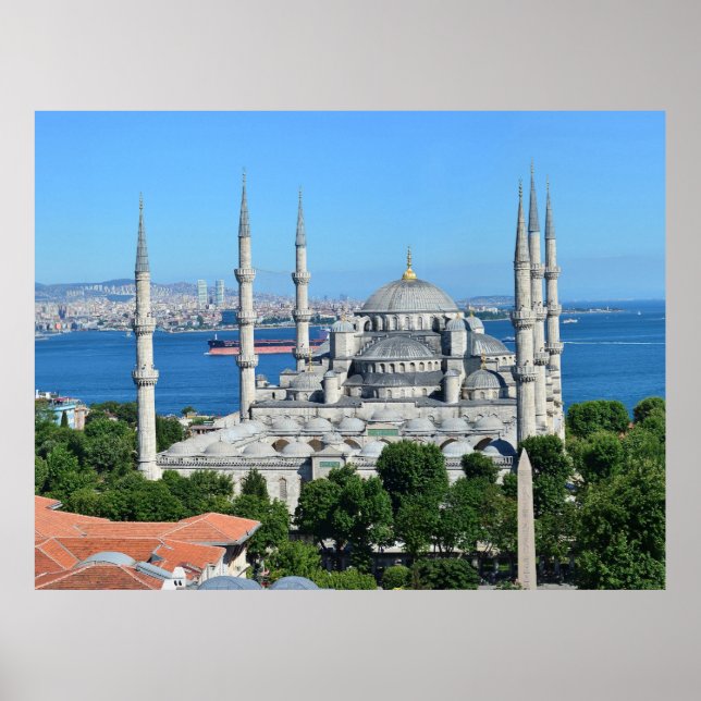 Istanbul Blue Mosque Night Scenery Premium Travel  Poster (Front)