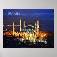 Istanbul Blue Mosque Night Scenery Premium Travel 