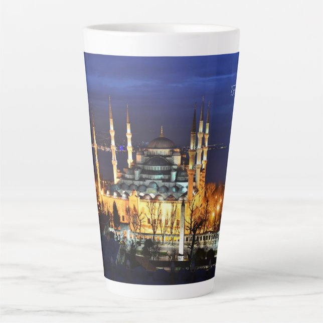 Istanbul Blue Mosque Night View Scenery Turkey Latte Mug (Front)