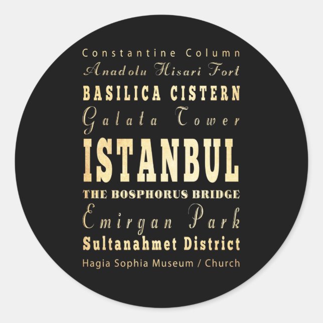 Istanbul City of Turkey Typography Art Classic Round Sticker (Front)