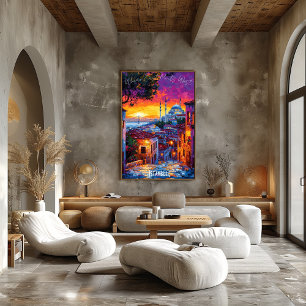Istanbul City Skyline Poster – Vibrant Turkish Art