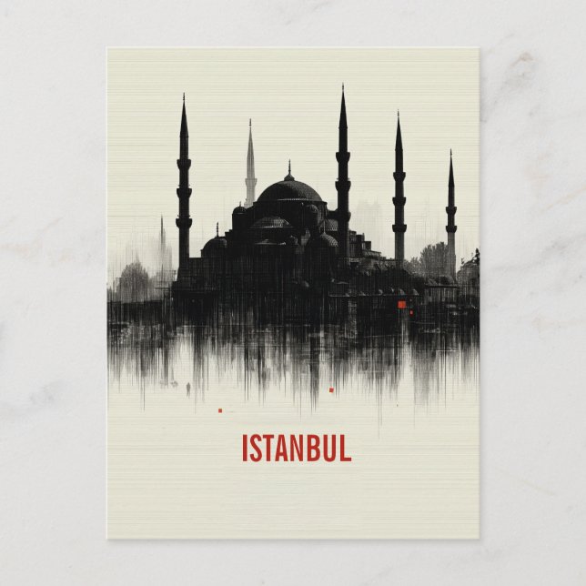Istanbul City Skyline Silhouette Postcard (Front)