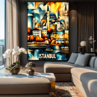 Istanbul Cubist Harmony – Geometric Cityscape Art