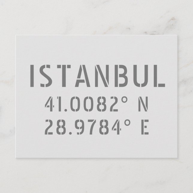 Istanbul Latitude & Longitude Coordinates  Postcard (Front)