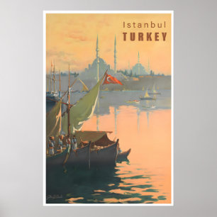 Istanbul Poster Turkey Travel Art Print Turkish
