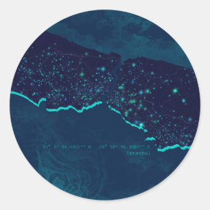 Istanbul Space Night View Circle Sticker