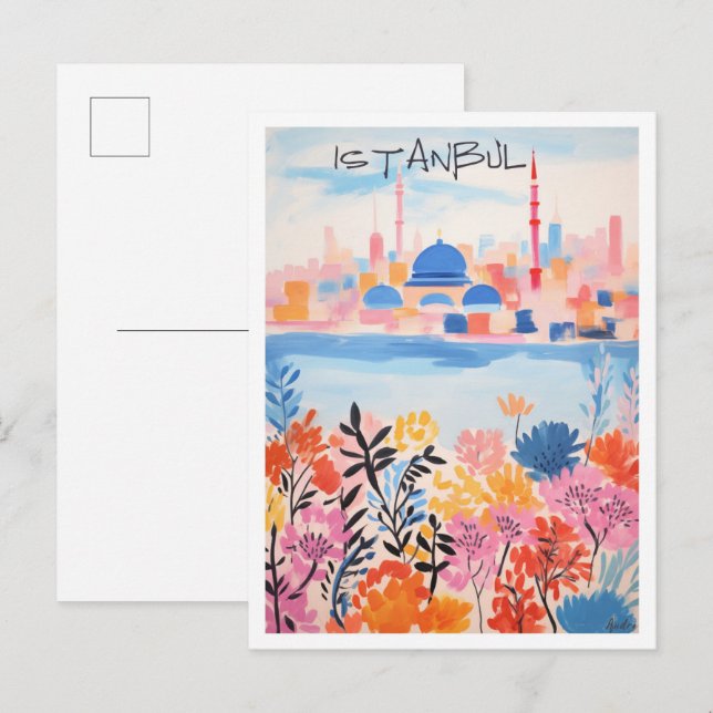 Istanbul Turkey Art Travel  Postcard (Front/Back)