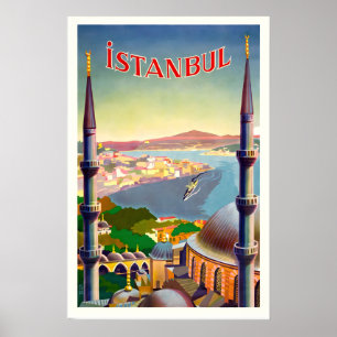 Istanbul Turkey Asia Wolrd Travel Vintage Travel Poster