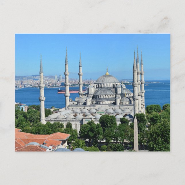 Istanbul Turkey Blue Mosque Architecture Day View  Postcard (Front)