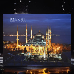 Istanbul Turkey Blue Mosque Night Photography  Postcard