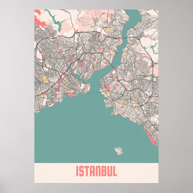 Istanbul - Turkey Chalk City Map Poster (Front)