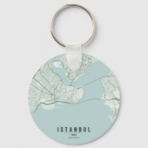 Istanbul Turkey City Map & Custom Text Key Ring