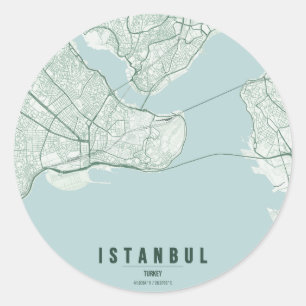 Istanbul Turkey City Map Minimal Design Classic Round Sticker