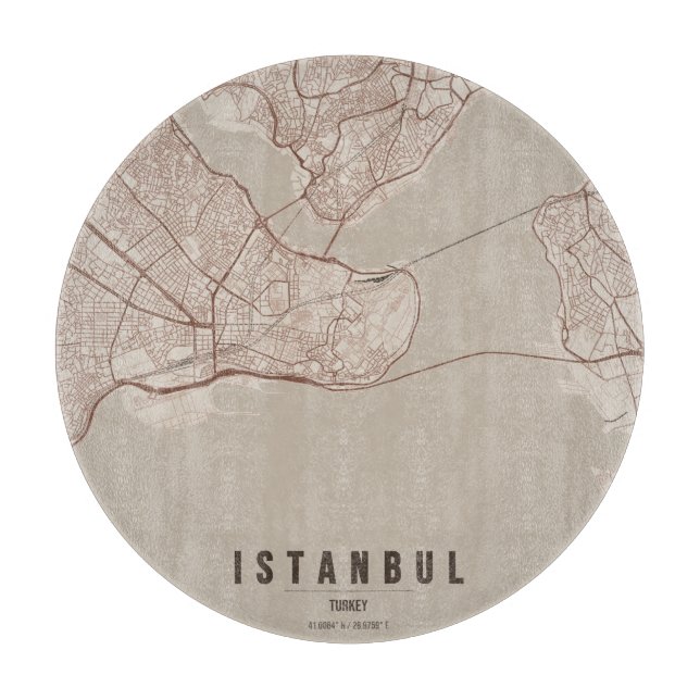 Istanbul Turkey City Map Minimal Design Cutting Board (Front)