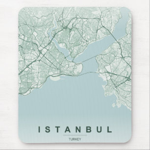 Istanbul Turkey City Map Minimal Design Mouse Pad