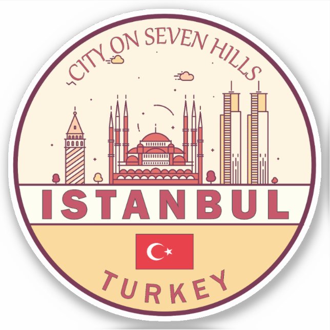 Istanbul Turkey City Skyline Emblem (Front)