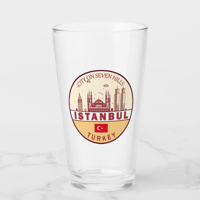 Istanbul Turkey City Skyline Emblem Glass (Front)