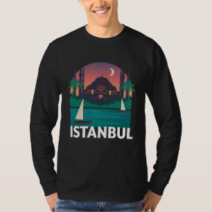 Istanbul Turkey City Skyline Silhouette Outline Sk T-Shirt