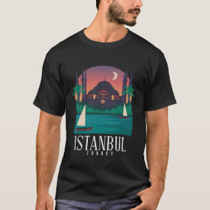Istanbul Turkey City Skyline Silhouette Outline Sk T-Shirt