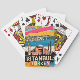 Istanbul Turkey Hagia Sophia Retro Pop Art Travel Playing Cards