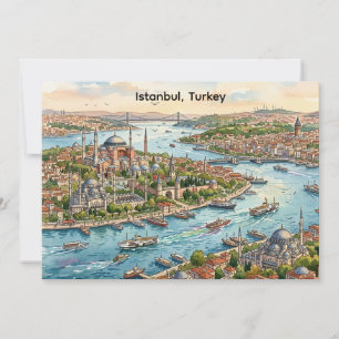 Istanbul Turkey Hagia Sophia Watercolor  Card