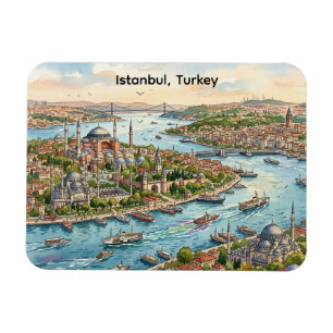 Istanbul Turkey Hagia Sophia Watercolor Magnet