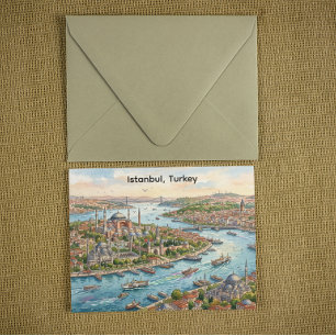 Istanbul Turkey Hagia Sophia Watercolor  Postcard
