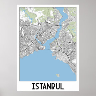 Istanbul, Turkey map Poster