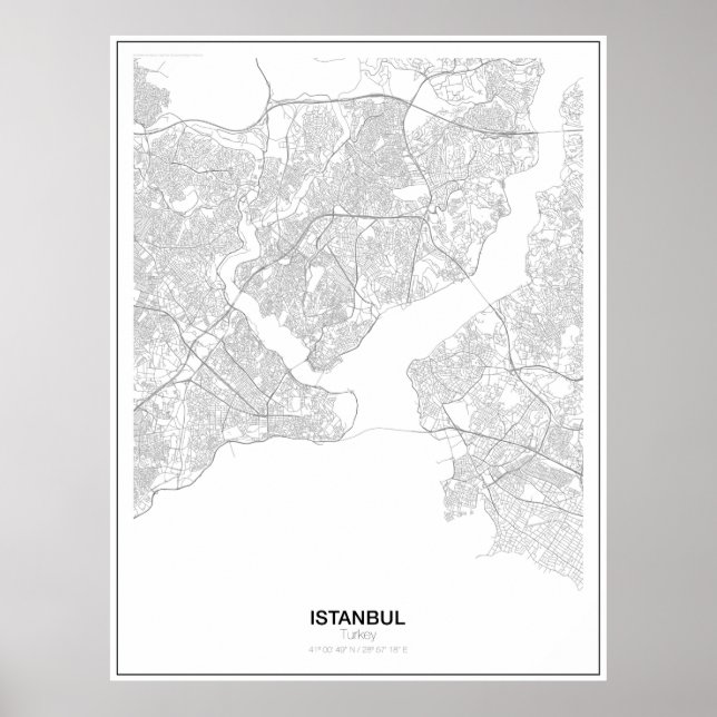 Istanbul, Turkey Minimalist Map Poster (Style 2) (Front)