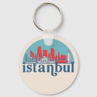 Istanbul Turkey Retro City Skyline Cityscape Art