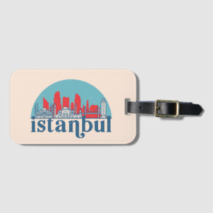 Istanbul Turkey Retro City Skyline Cityscape Art Luggage Tag