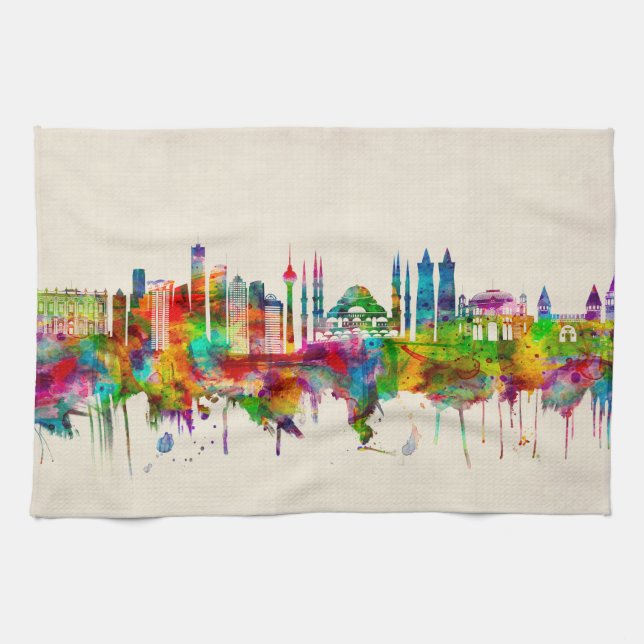 Istanbul Turkey Skyline Tea Towel (Horizontal)