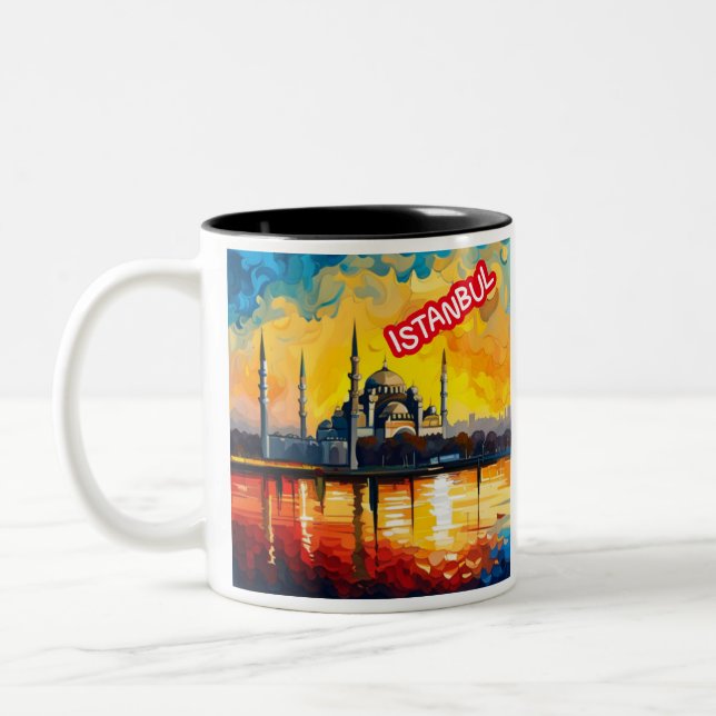 Istanbul Turkey Souvenir Two-Tone Coffee Mug (Left)