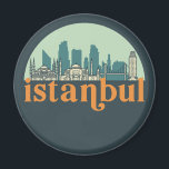 Istanbul Turkey Vintage City Skyline Cityscape Art Magnet<br><div class="desc">Vintage and retro city design with beautiful skyline, tourist attraction and cityscape art. Cool skyscraper and building silhouette illustration merchandise for tourist and traveller. Perfect as souvenir to bring back home when travelling all around the world. Save the memory of your travel and vacation with family and friends. Background colour...</div>