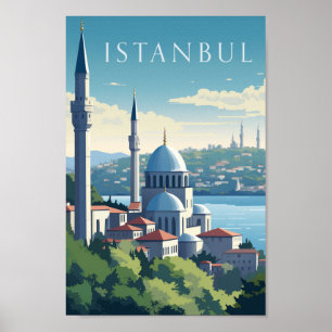 Istanbul Turkey Vintage Famous Travel Place Poster