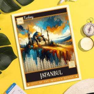 Istanbul, Turkey   Vintage Painting Postcard