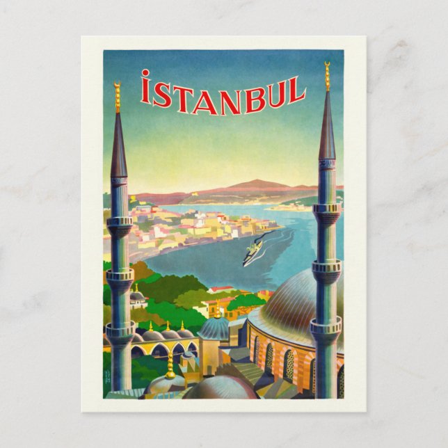 Istanbul Turkey Vintage Poster 1939 Postcard (Front)