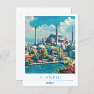 Istanbul Turkey Vintage Travel  Postcard